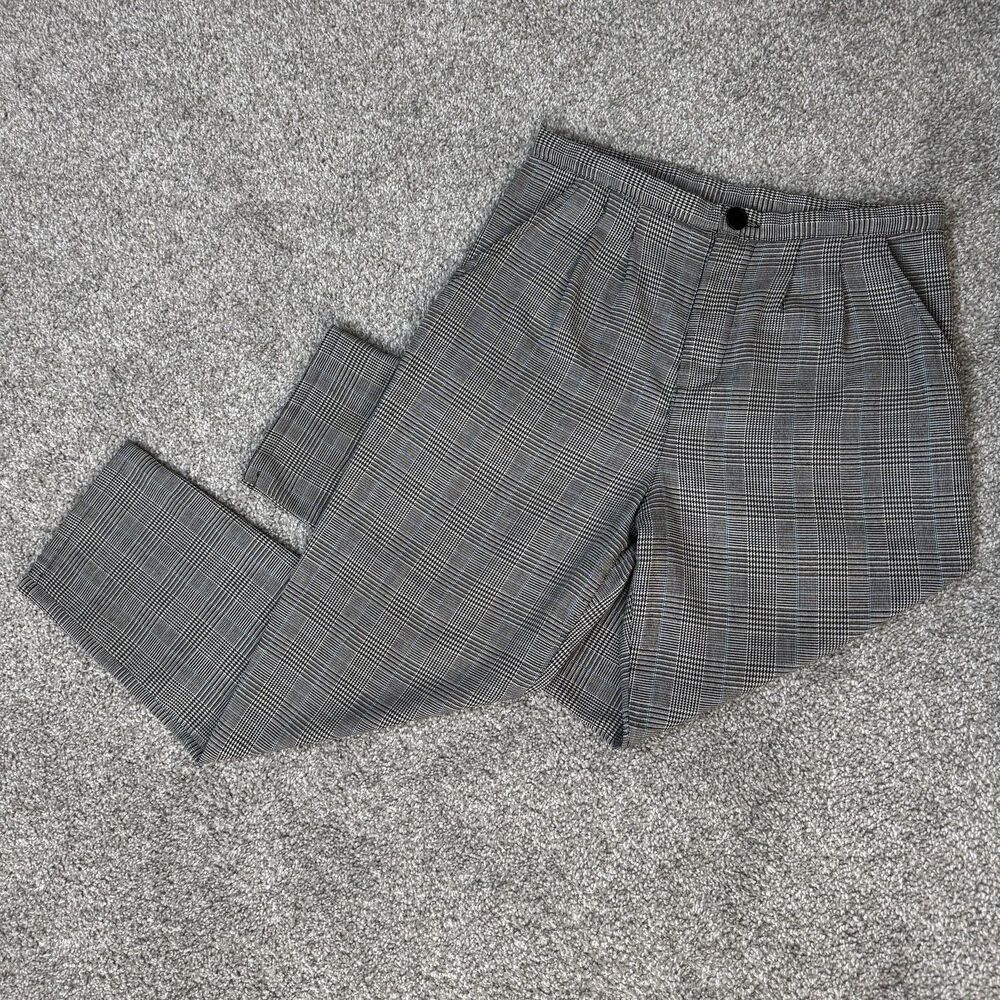Vintage Urban Renewal Pants Womens SP Petite Gray Plaid Pleated Twill Tapered